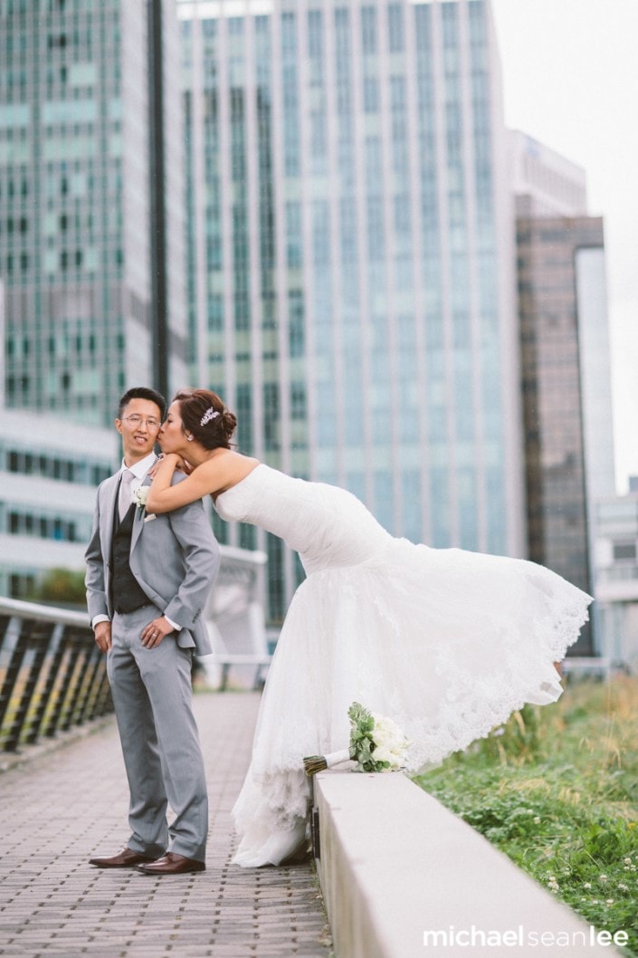 emily and preston's wedding photo at vancouver convention centre