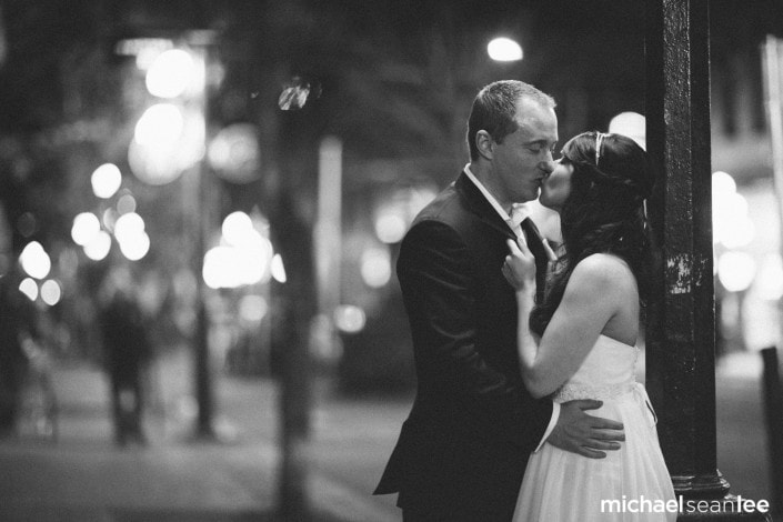 night time wedding portrait in gastown