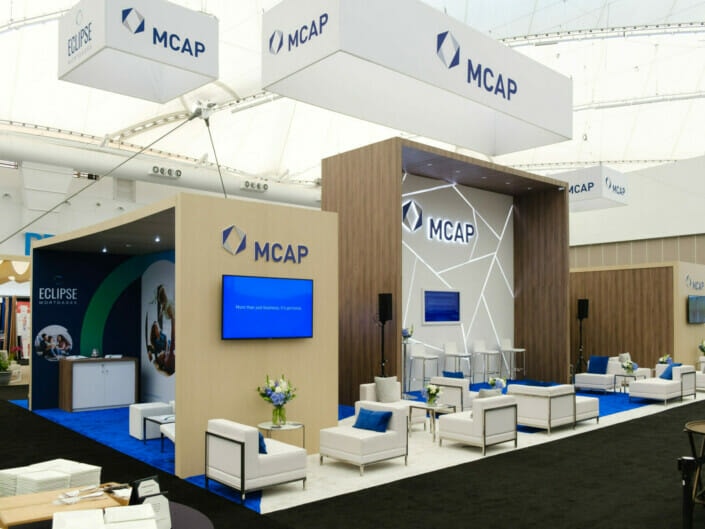 large tradeshow booth at the national mortgage conference at the Vancouver Convention Centre