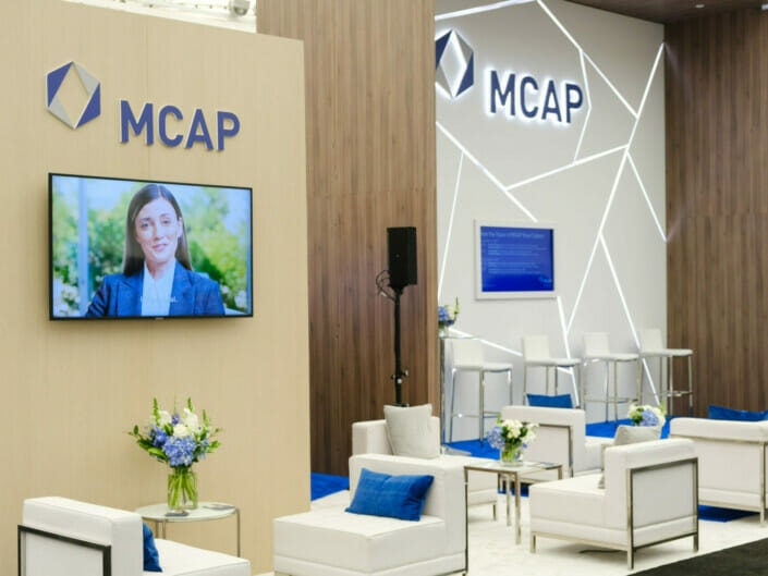 large financial tradeshow booth setup in Vancouver