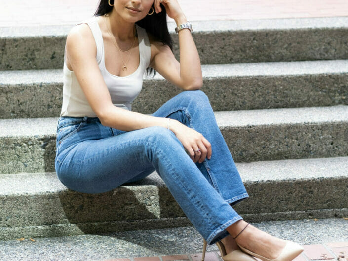 lifestyle portrait photo taken in downtown Vancouver for social media