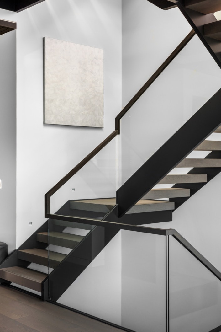 vancouver architectural photographer interior floating staircase with skylight